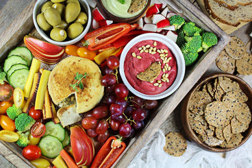 Vegan Charcuterie Board with Three Delicious Dips