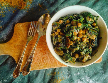 Mushrooms with Spinach Sauté