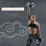 Fit woman lifting dumbbells with 