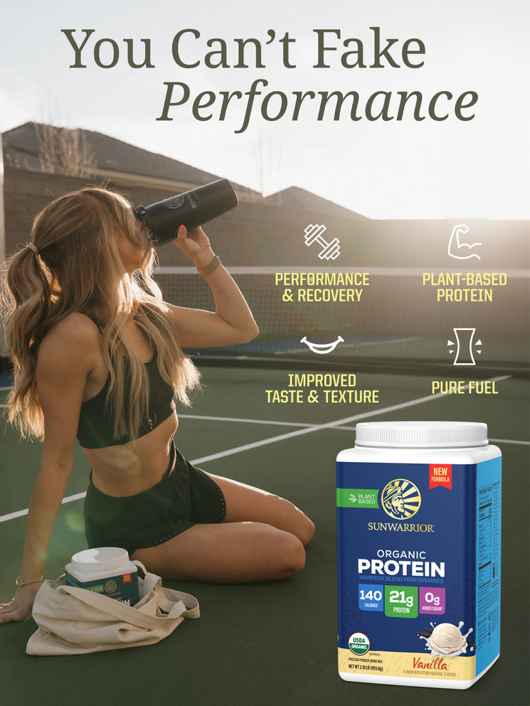 Organic Protein for Performance with BCAAs - Warrior Blend Vanilla - Life style banner image mobile