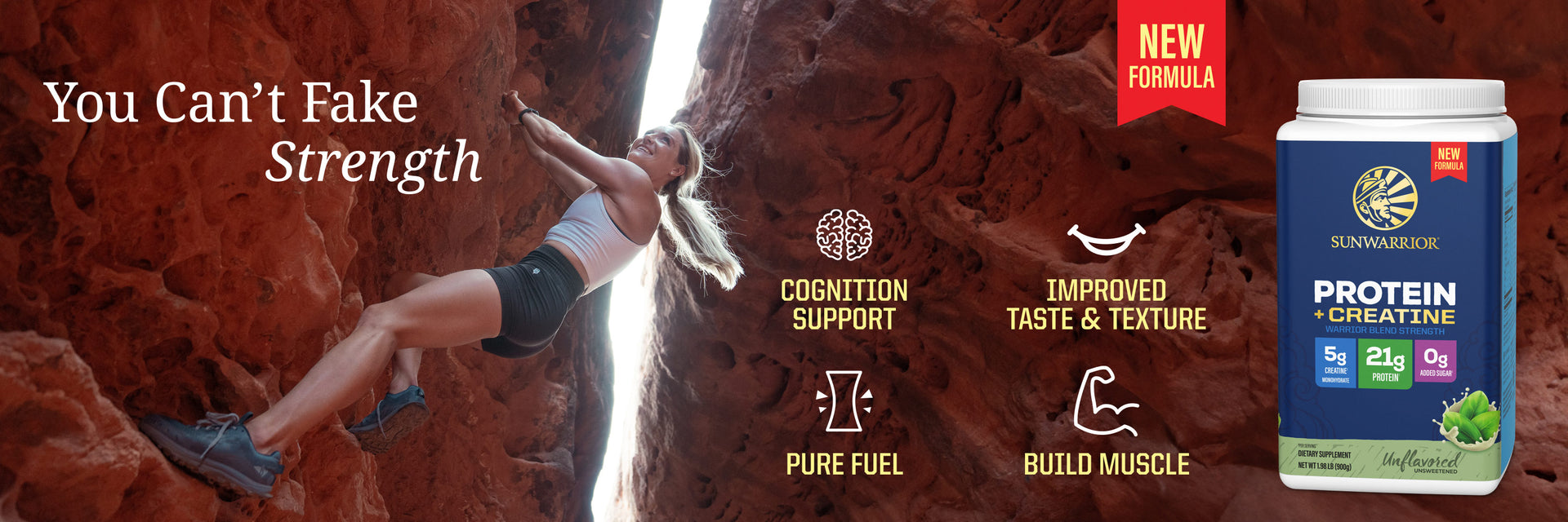 Protein for Strength with 5g Creatine - Warrior Blend Unflavored - Life style banner image desktop