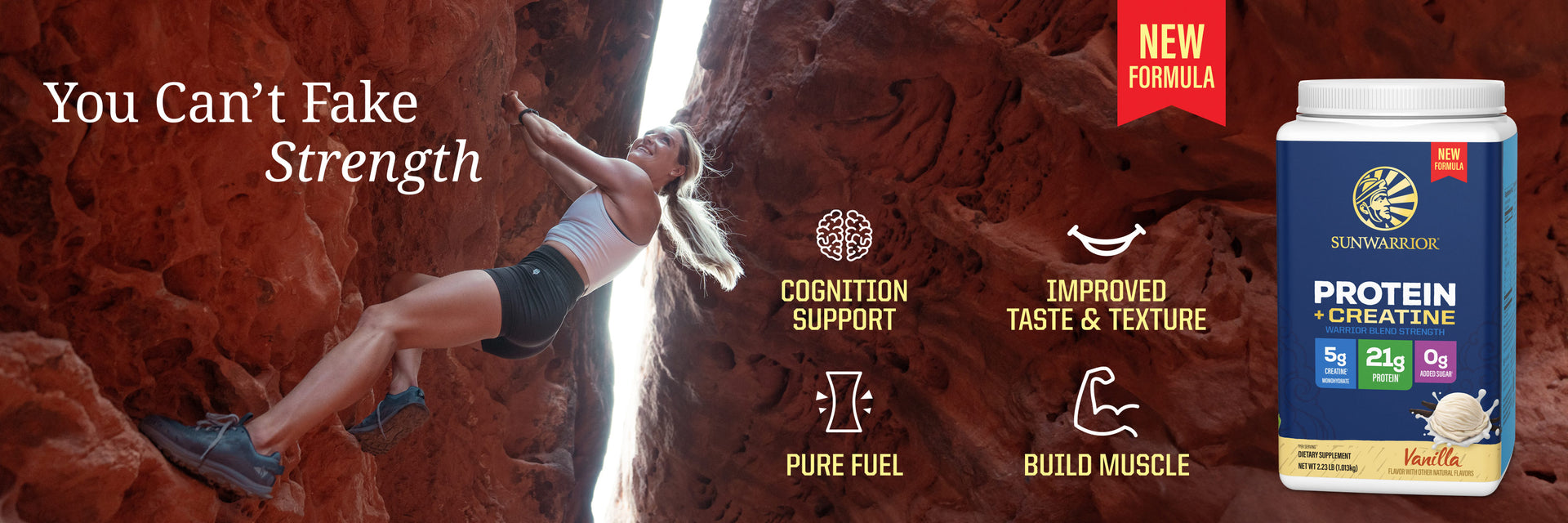 Protein for Strength with 5g Creatine - Warrior Blend Vanilla - Life style banner image desktop