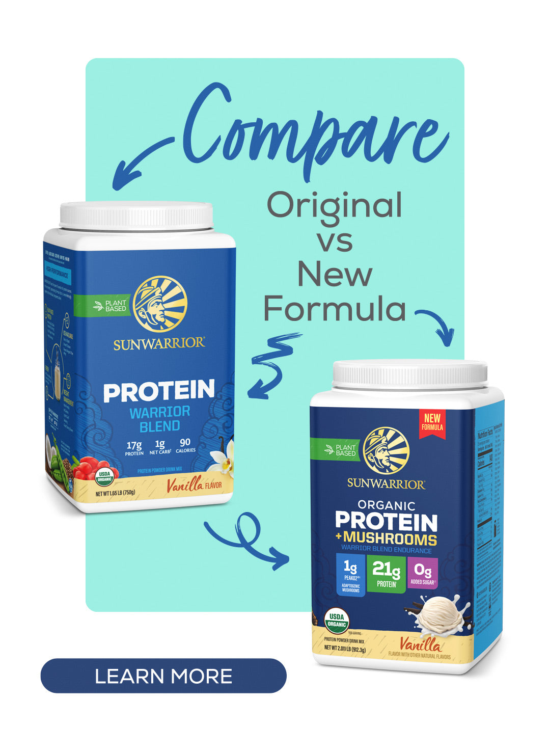 Organic Protein for Endurance with Adaptogenic Mushrooms - Warrior Blend Vanilla