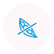 Blue icon of peas in a pod with a line through it on a white background