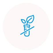 Blue icon of a test tube with leaves on a white background