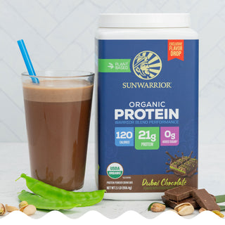 Organic Protein for Performance with BCAAs - Warrior Blend Dubai Chocolate Plant-based Protein Sunwarrior