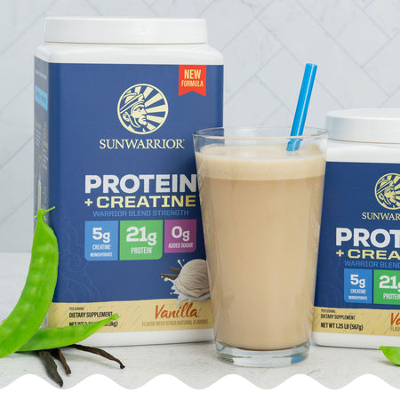 Protein for Strength with 5g Creatine - Warrior Blend Vanilla Plant-based Protein Sunwarrior