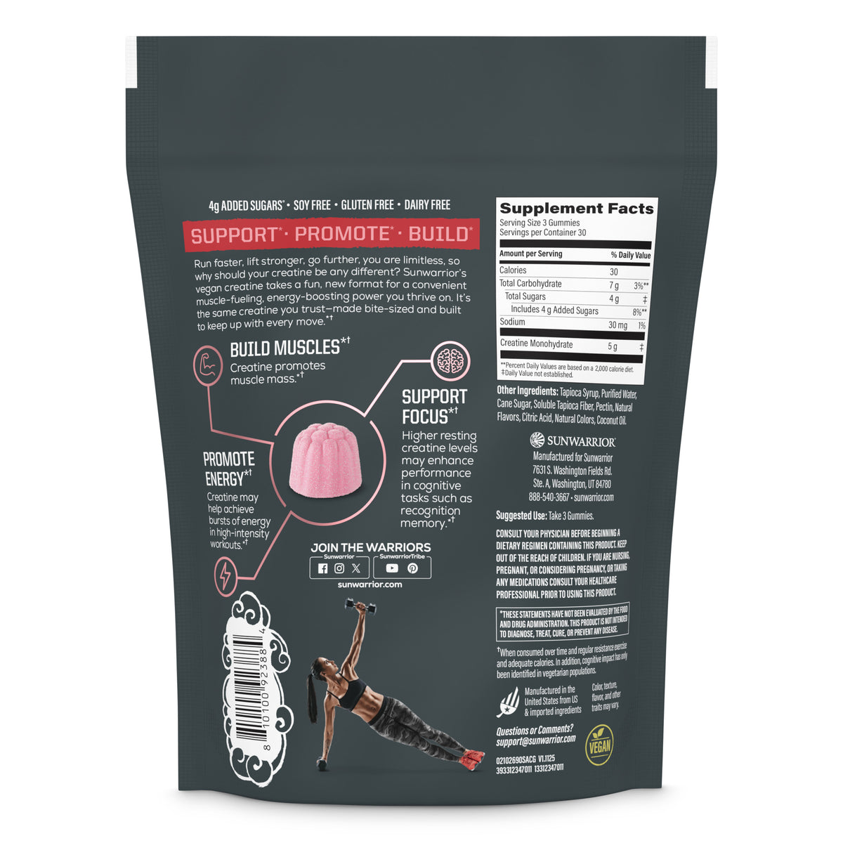 Creatine Gummies for Strength - Strawberry Vitamins & Supplements Sunwarrior