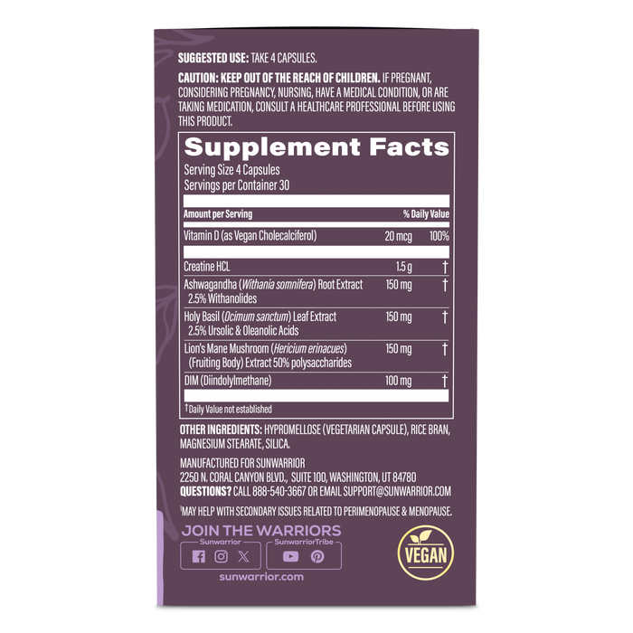 Active Creatine HCL Capsules For Her 40+ Vitamins & Supplements Sunwarrior