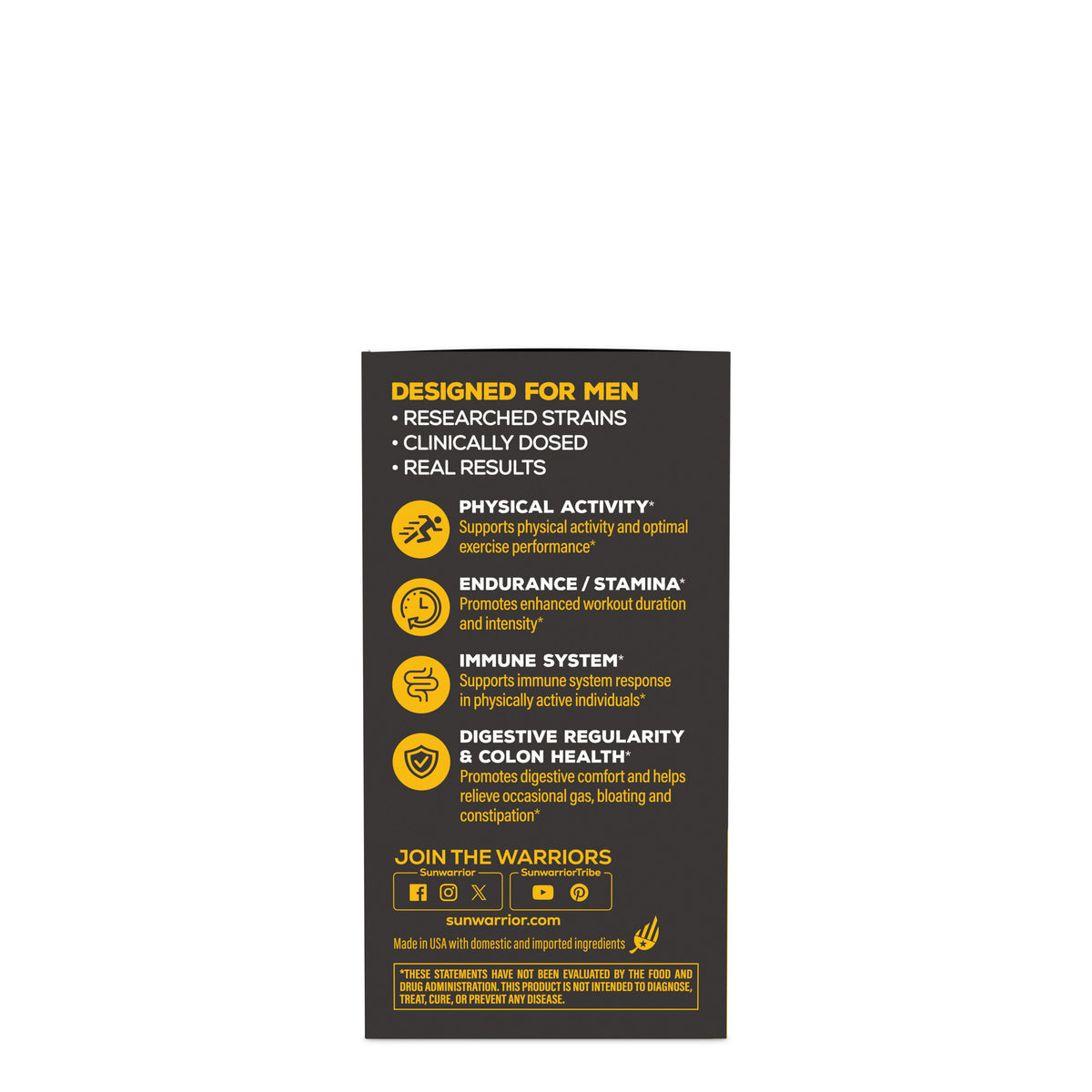 Active Men's Probiotic Capsules Vitamins & Supplements Sunwarrior