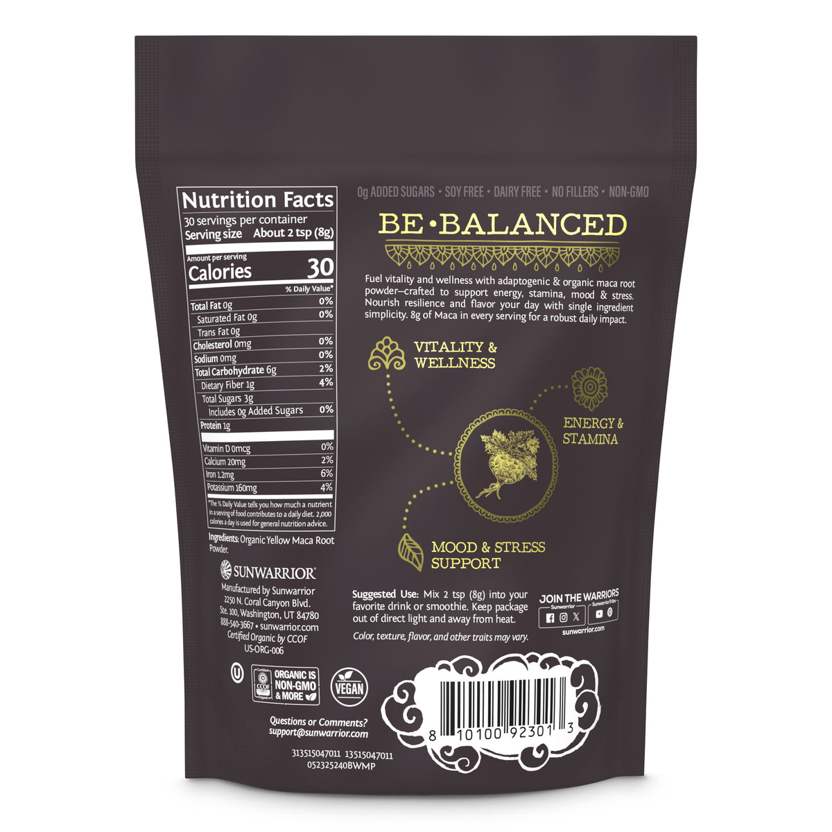 Be•Well Organic Maca Root Powder Superfood Supplements Sunwarrior