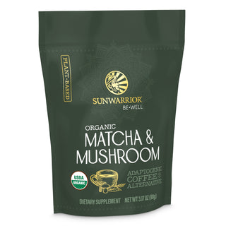Be•Well Organic Matcha and Mushroom Powder Superfood Supplements Sunwarrior 30 Servings