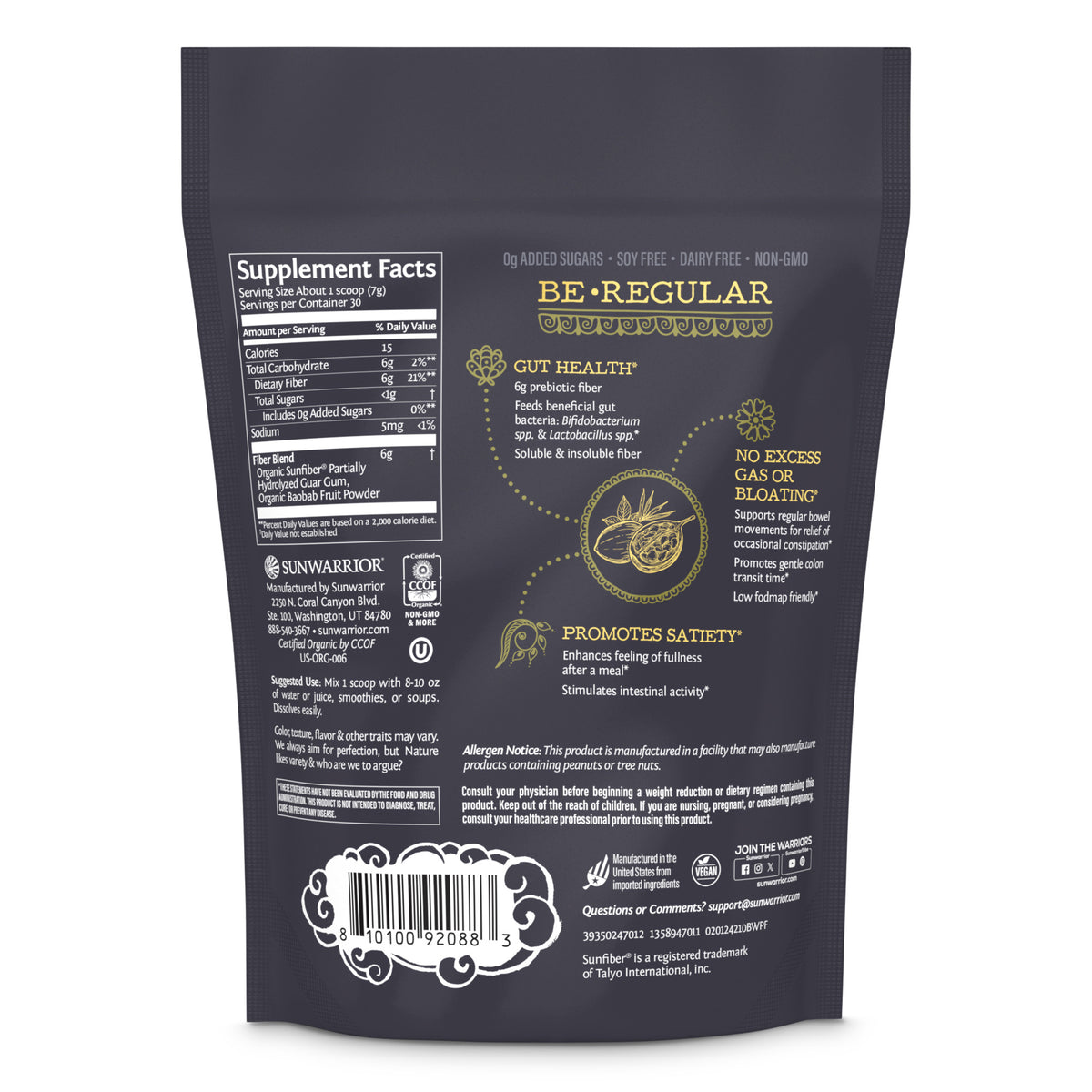 Be.Well PrebioticFiber 210g Pouch Back
