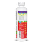 White bottle of Liquid Health Oasis kids drink with colorful wavy label and nutrition information