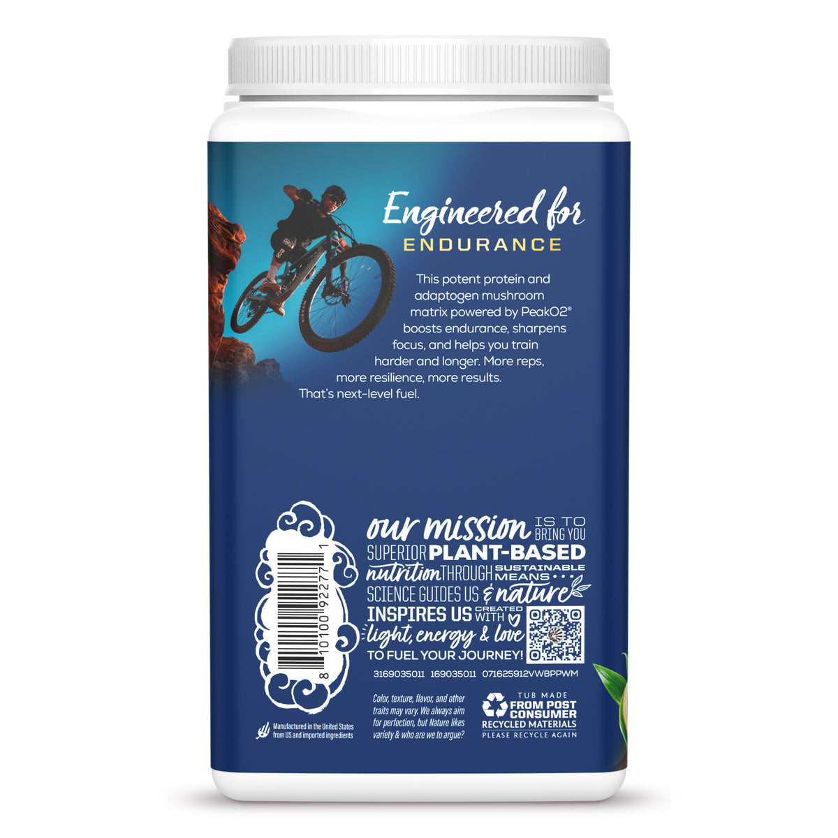 Organic Protein for Endurance with Adaptogenic Mushrooms - Warrior Blend Vanilla Plant-based Protein Sunwarrior