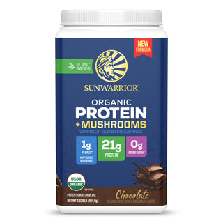 Organic Protein for Endurance with Adaptogenic Mushrooms - Warrior Blend Chocolate Plant-based Protein Sunwarrior