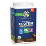 Organic Protein for Endurance with Adaptogenic Mushrooms - Warrior Blend Chocolate Plant-based Protein Sunwarrior 25 Servings