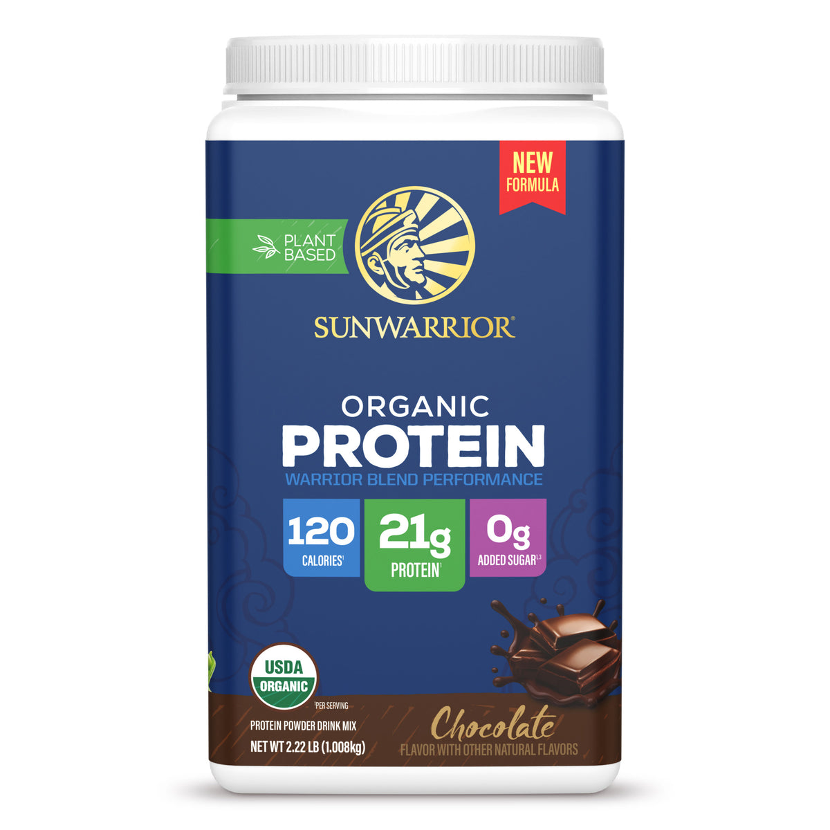 Organic Protein for Performance with BCAAs - Warrior Blend Chocolate Plant-based Protein Sunwarrior