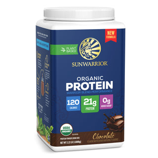 Organic Protein for Performance with BCAAs - Warrior Blend Chocolate Plant-based Protein Sunwarrior 28 Servings