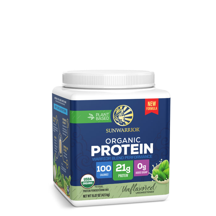 Organic Protein for Performance with BCAAs - Warrior Blend Unflavored Plant-based Protein Sunwarrior 14 Servings