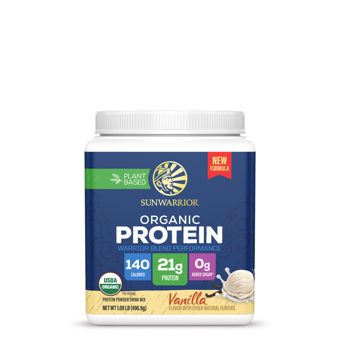 Organic Protein for Performance with BCAAs - Warrior Blend Vanilla Plant-based Protein Sunwarrior