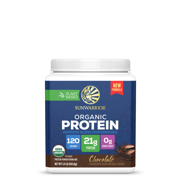 Organic Protein for Performance with BCAAs - Warrior Blend Chocolate Plant-based Protein Sunwarrior