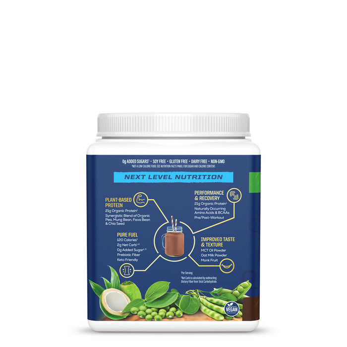 Organic Protein for Performance with BCAAs - Warrior Blend Chocolate Plant-based Protein Sunwarrior