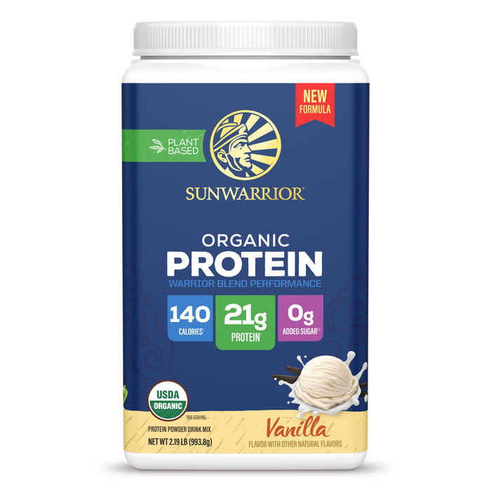 Organic Protein for Performance with BCAAs - Warrior Blend Vanilla Plant-based Protein Sunwarrior