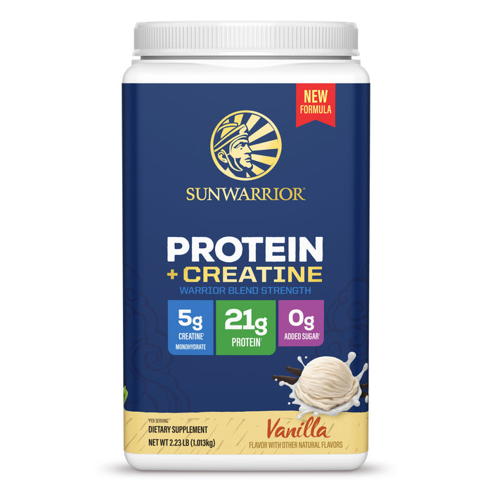 Protein for Strength with 5g Creatine - Warrior Blend Vanilla Plant-based Protein Sunwarrior