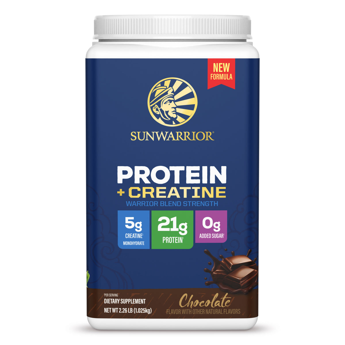 Protein for Strength with 5g Creatine - Warrior Blend Chocolate Plant-based Protein Sunwarrior