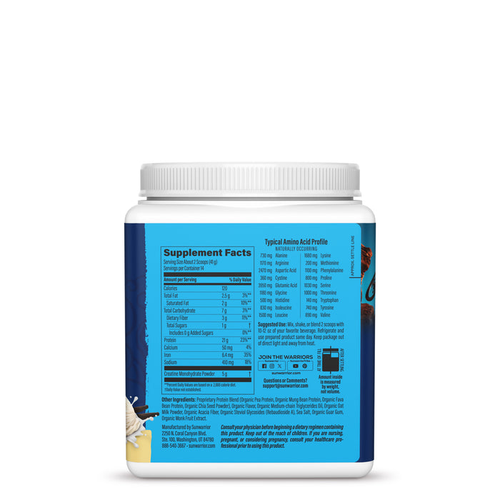 Protein for Strength with 5g Creatine - Warrior Blend Vanilla Plant-based Protein Sunwarrior