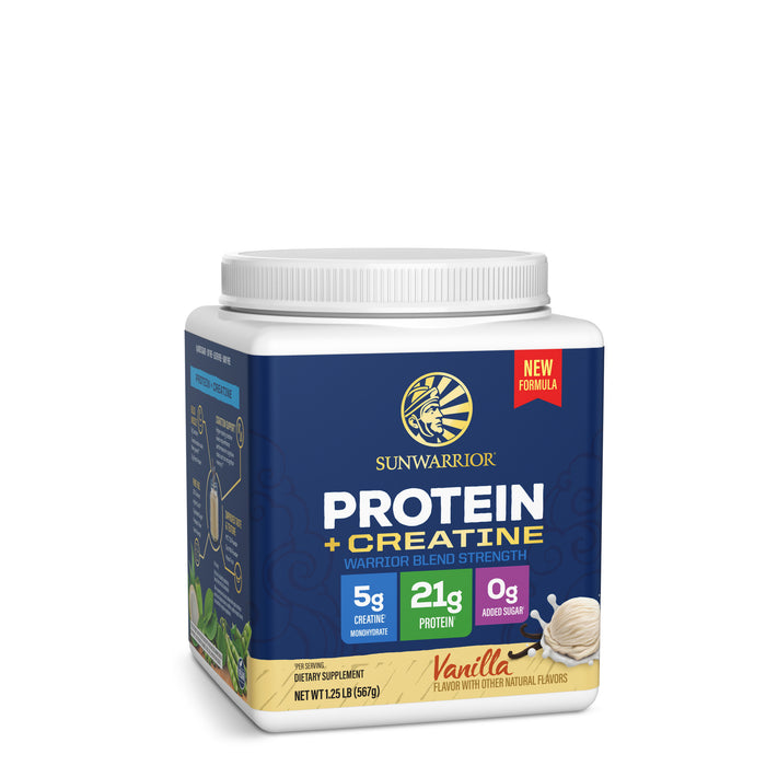 Protein for Strength with 5g Creatine - Warrior Blend Vanilla Plant-based Protein Sunwarrior 14 Servings