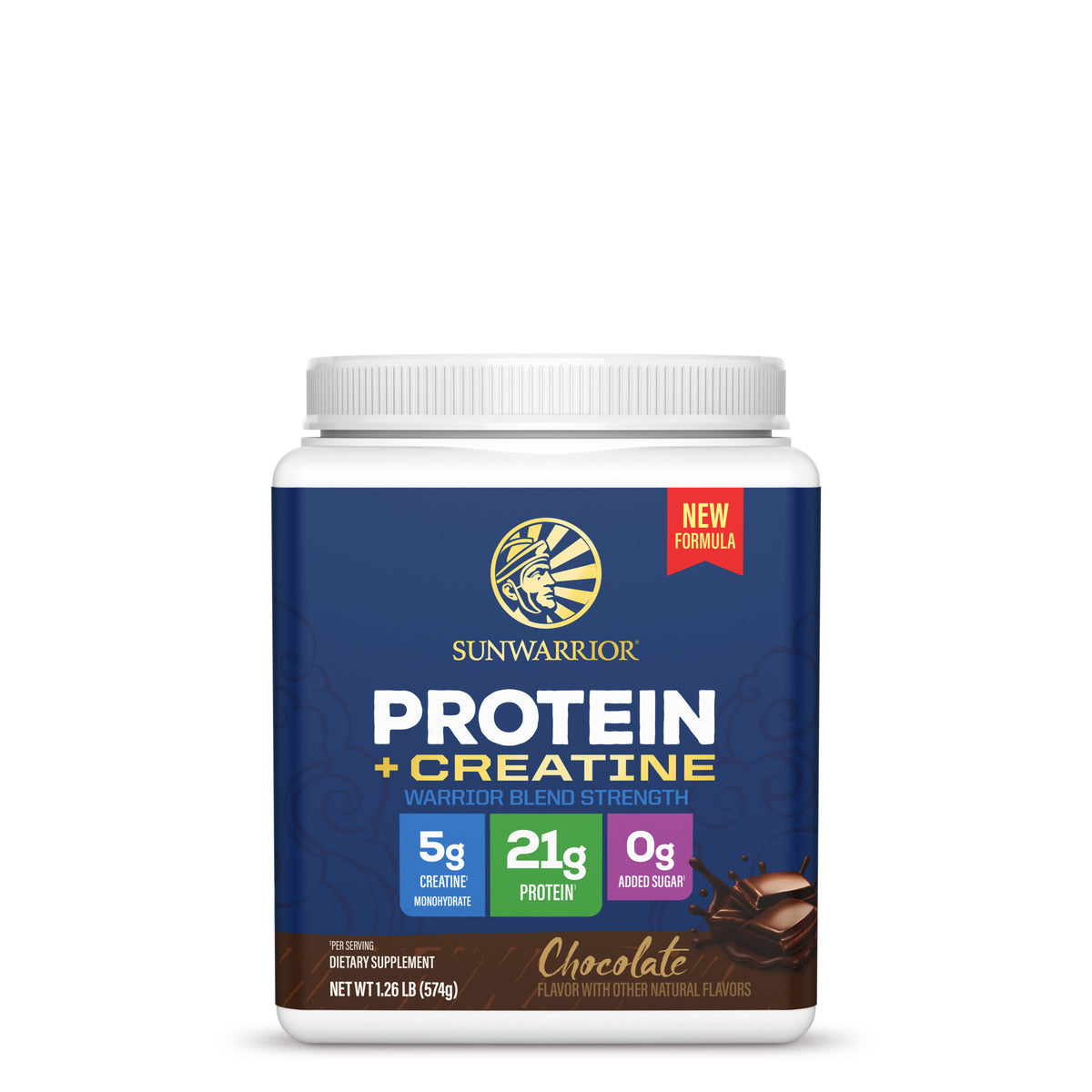 Protein for Strength with 5g Creatine - Warrior Blend Chocolate Plant-based Protein Sunwarrior