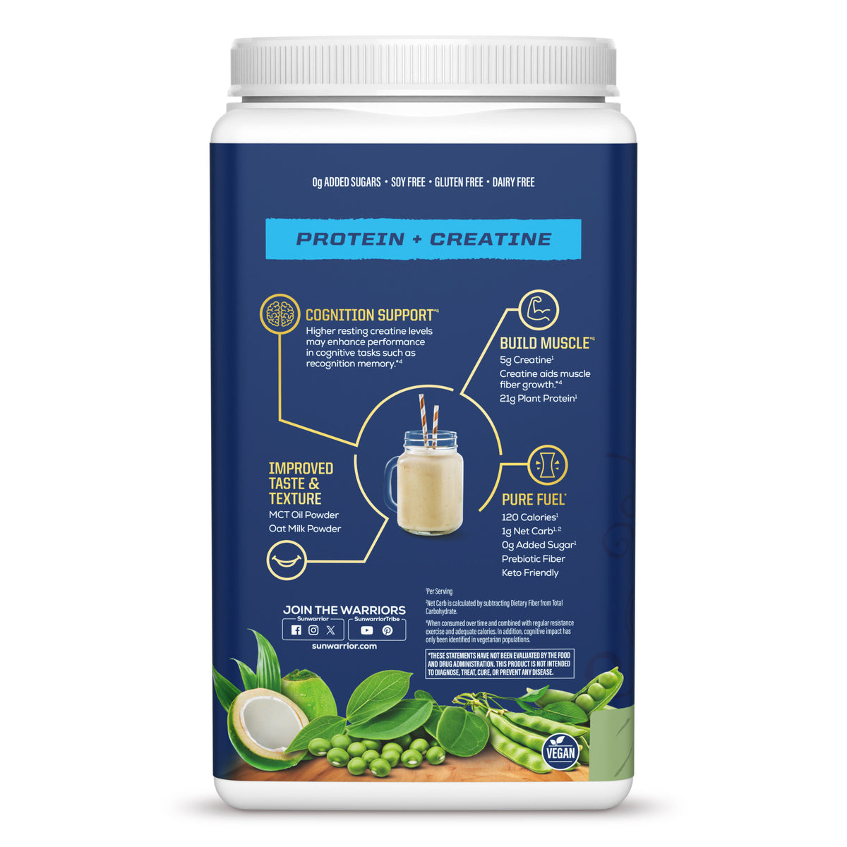 Protein for Strength with 5g Creatine - Warrior Blend Unflavored Plant-based Protein Sunwarrior