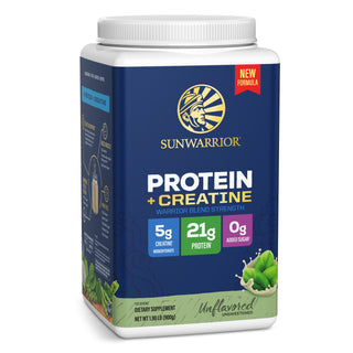 Protein for Strength with 5g Creatine - Warrior Blend Unflavored Plant-based Protein Sunwarrior 25 Servings