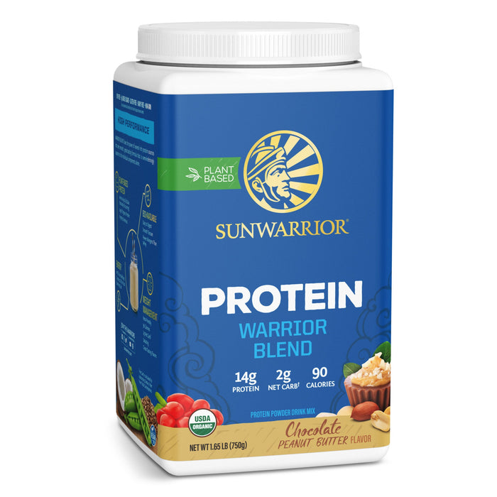Warrior Blend Organic Protein - Chocolate Peanut Butter Plant-based Protein Sunwarrior 30 Servings