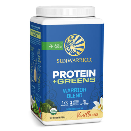 Warrior Blend Protein Plus Greens - Vanilla Plant-based Protein Sunwarrior 30 Servings