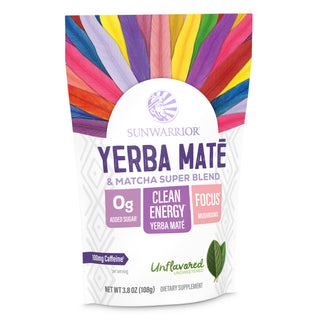 Yerba Mate + Matcha Clean Energy Superblend – Unflavored Superfood Supplements Sunwarrior 30 Servings