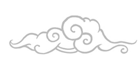 Decorative cloud design in gray on a white background